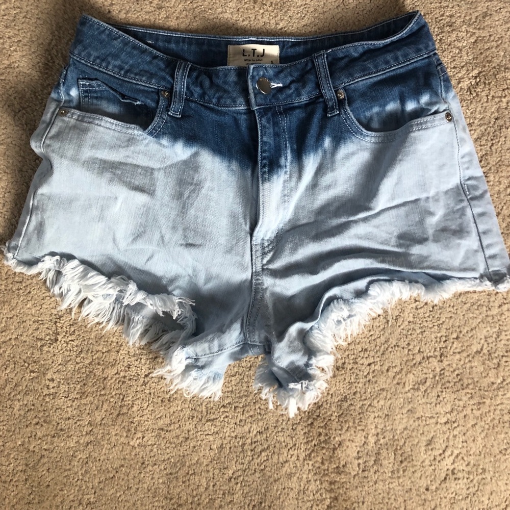 Tie dye ombré denim shorts
